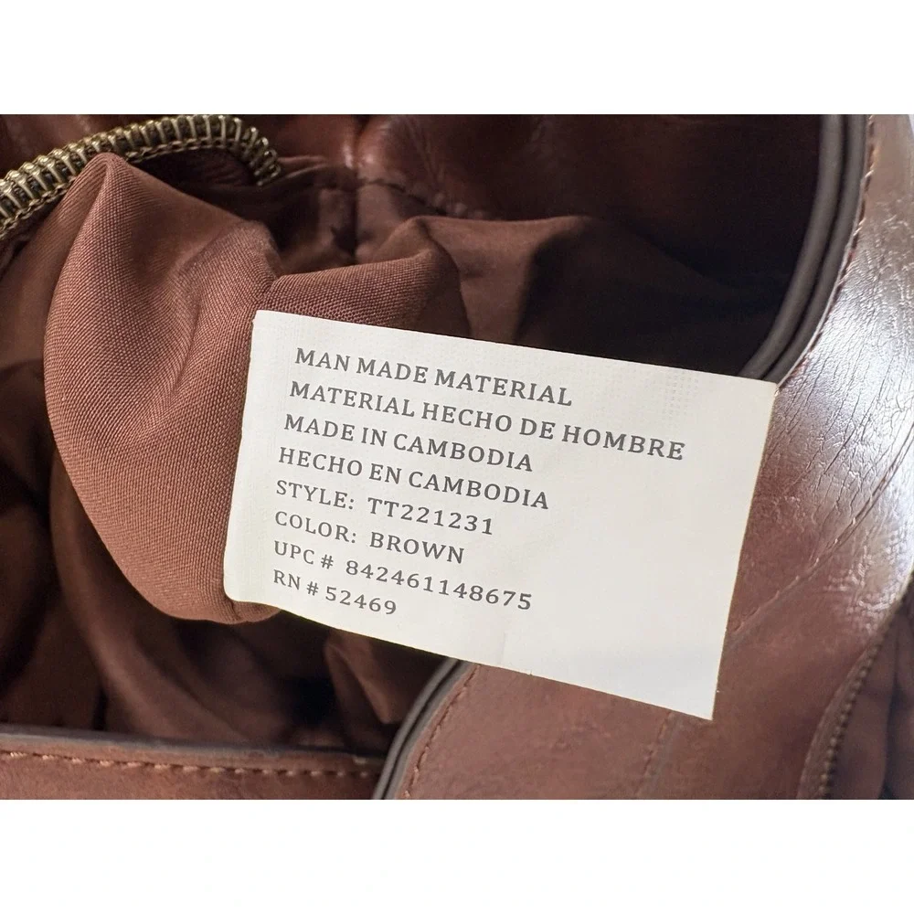 Faux Leather Brown Purse Bag with Woven Details Laptop Bag 14